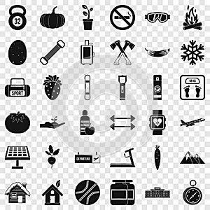 Tree icons set, simple style