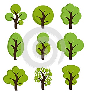 Tree icons, set of trees