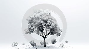 Tree isolated on white background. Generative AI