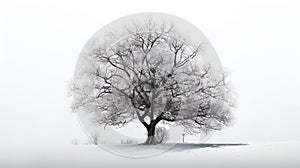 Tree isolated on white background. Generative AI