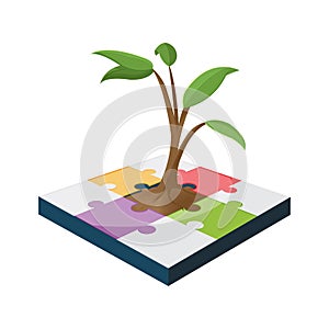 Tree Jigsaw Business Color Growth Vector