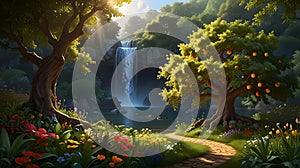 Tree of Knowledge of Good and Evil in the Garden of Eden from Genesis in the Creation story of the Bible