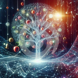 Tree of Knowledge A holographic tree bearing fruit representing