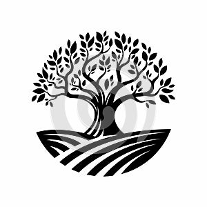 Tree Land Vector Illustration design on white background.