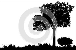 Tree landscape, isolated on the white background, vector illustration