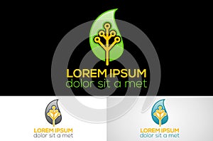 Tree leaf electrict logo