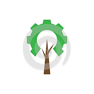 Tree with leaf gear logo design, vector graphic symbol icon illustration creative idea