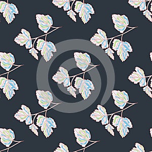 Tree leaves on a gray background Beautiful seamless pattern