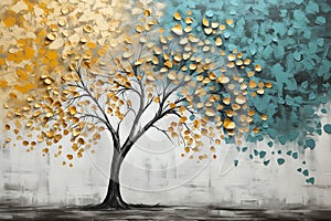 Tree Leaves Sky Background Gold Silver Shapes Twin Souls Blue Wa