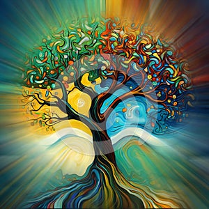The tree of life abstract colorful ilustration photo