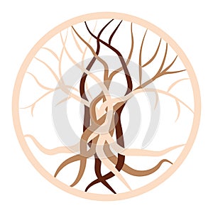 The tree of life, an ancient Celtic symbol, decorated with Scandinavian patterns. Beige fashion design