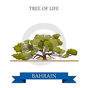 Tree of Life in Bahrein landmarks vector flat attraction travel photo