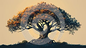 A tree of life with branches made of various esoteric symbols illustrating the interconnectedness of all existence and