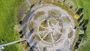 Tree of life circle in Vienna Dobling in spring from above