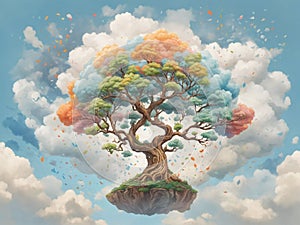 tree of life in the clouds, ai generated