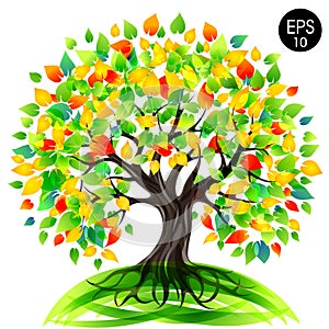 Tree of Life. Eco Tree. Stock vector colorful illustration
