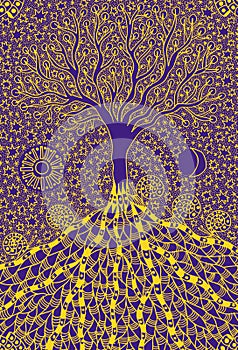 The tree of life. Graphic art symbolic picture. Symbol, metaphor of life and growth.