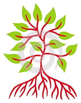 The tree of life. Leaves and roots. Spiritual symbolic symbol.