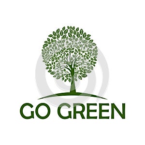 Tree life logo design elements. Go green logo template icon vector