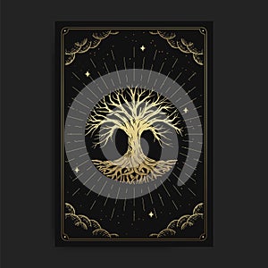 Tree of life. Magic occult tarot cards, Esoteric boho spiritual tarot reader, Magic card astrology, drawing spiritual or photo