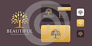 Tree life premium luxury logo design with business card template