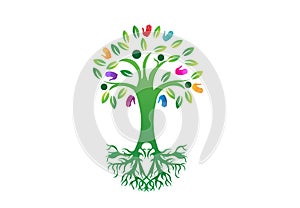 Tree of life with roots logo vector