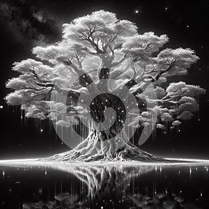 The Tree of life. Sacred tree. Cycle of life, universal connection concept