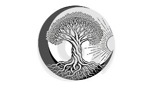 Tree of life with sun and moon