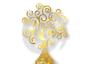 Tree of life, Tree natural logo and golden tree ecology illustration symbol icon vector design isolated on white background. Gold