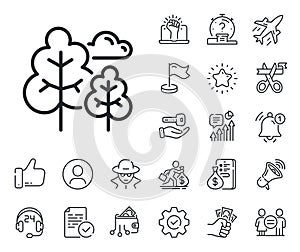 Tree line icon. Forest plants sign. Salaryman, gender equality and alert bell. Vector