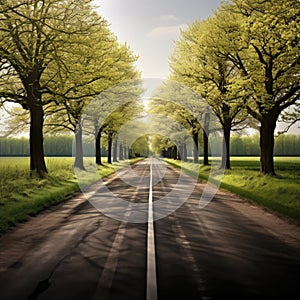 Tree-Lined Empty Road