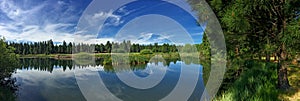 Tree lined lake in Sisters, Oregon