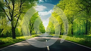 Tree-Lined Road Painting