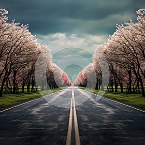 Tree-Lined Road Stretching Into the Distance