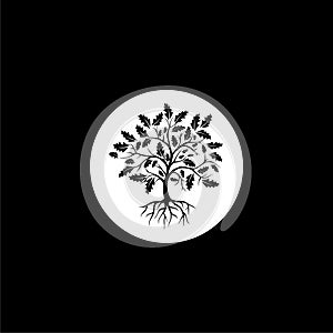 Tree logo design concept isolated on black background