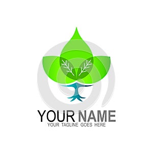 Tree logo, tree logo with a greening symbol