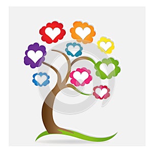 Tree love hearts leafs logo icon vector