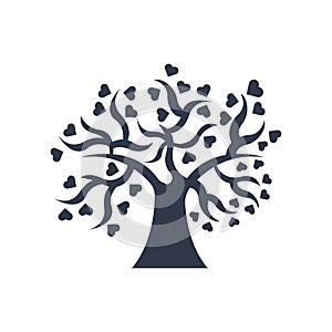 Tree of love icon vector sign and symbol isolated on white background, Tree of love logo concept