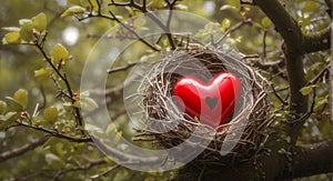 Tree Love Nest Heart Valentine Green