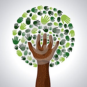a tree made out of hands. Vector illustration decorative design