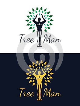 Tree man logo (green and gold color