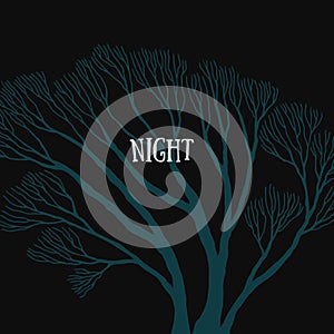 Tree, many branches, halloween design vector drawing