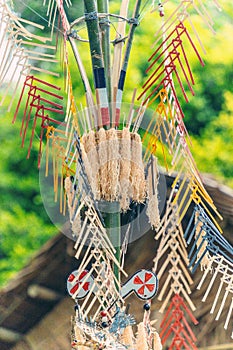 Tree mentioned (Vietnamese name is Cay Neu) - symbol of ethnic minority spiritual Kontum, Vietnam