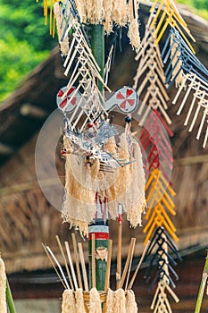 Tree mentioned (Vietnamese name is Cay Neu) - symbol of ethnic minority spiritual Kontum, Vietnam