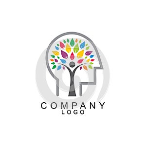 Tree with mind logo design vector