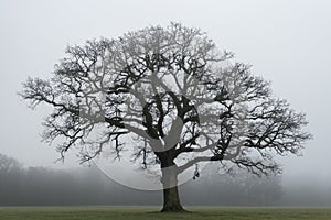 A tree on a misty day on Southampton Common
