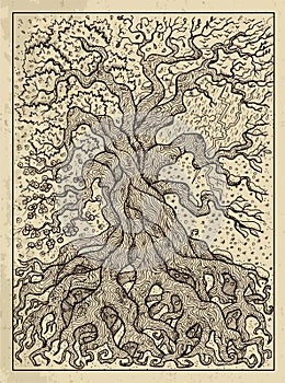 Tree. Mystic concept for Lenormand oracle tarot card