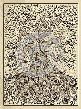 Tree. Mystic concept for Lenormand oracle tarot card photo