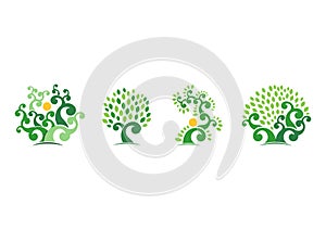 Tree natural logo,green tree ecology illustration symbol icon vector design