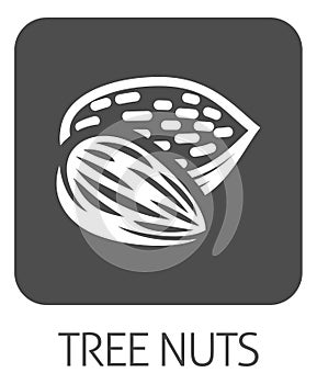 Tree Nut Almond Food Allergen Allergy Icon Concept